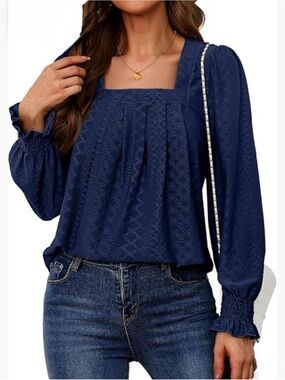 🌸Bohemian Traders Blue Embellished Relaxed Blouse🌸